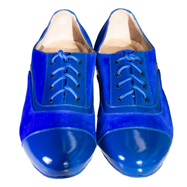 Ref 318 in Blue suede and shiny leather.