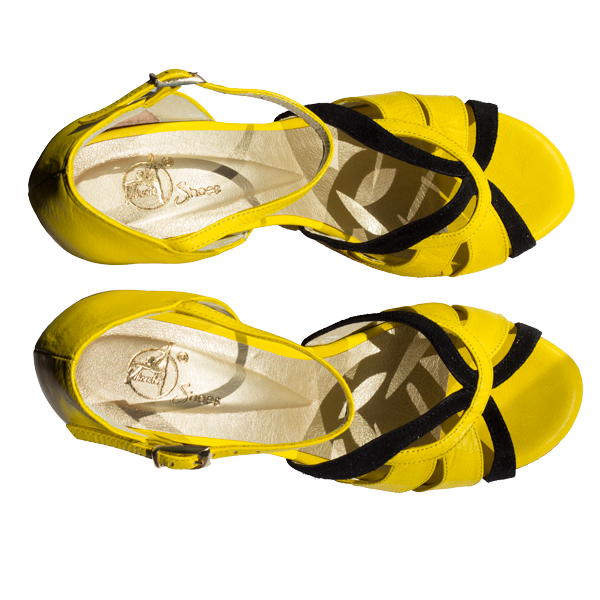 Ref T287D C1207 in yellow leather and black suede