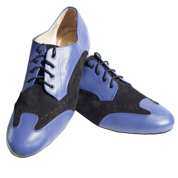 Men shoes Ref 327 in blue leather and black suede