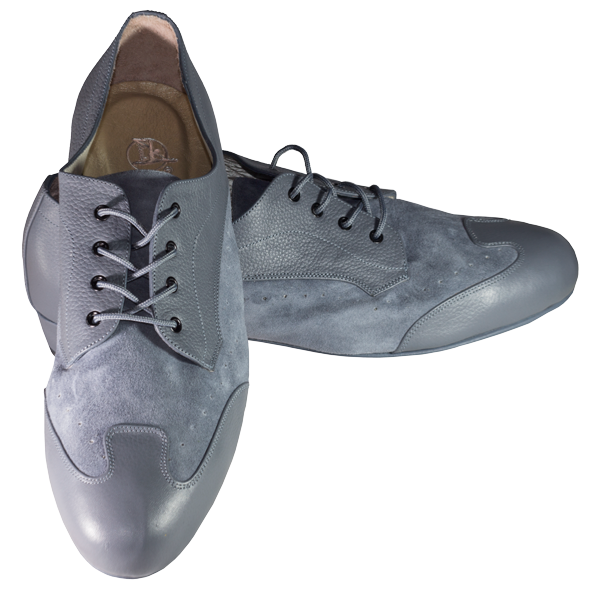 Men shoes Ref 327 in grey leather and light grey suede