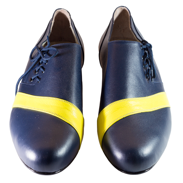 Ref 322 in dark blue and yellow leather stripe