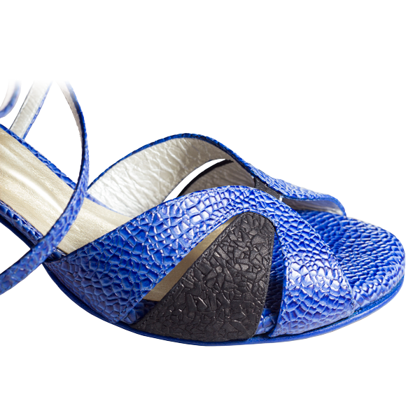 Ref T21 C293 Women Shoes blue cobweb leather and mate black topaz folia