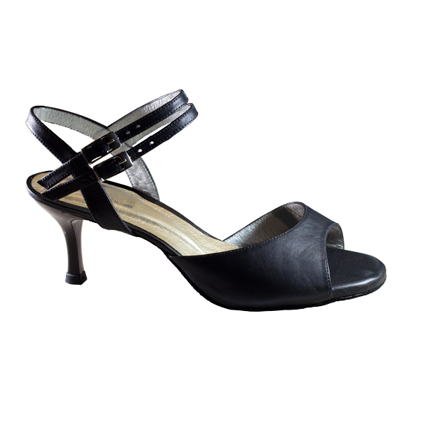 Ref 296 Women Shoes black suede leather with double strap -Vibranto Shoes Australia